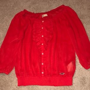Hollister Orange-Red Sheer Blouse